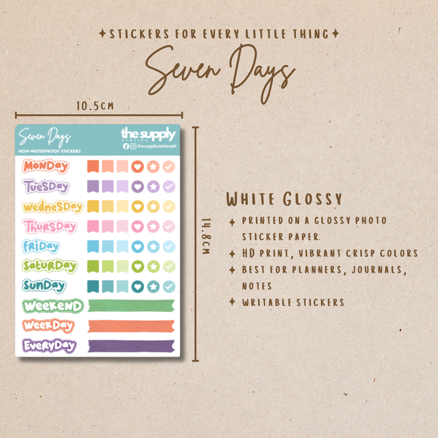 Seven Days Sticker Sheet | Journal-Planner Stickers