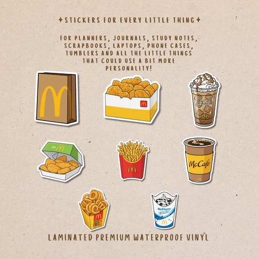 Fast Food Die-Cut Stickers – Foodie Favorites Collection
