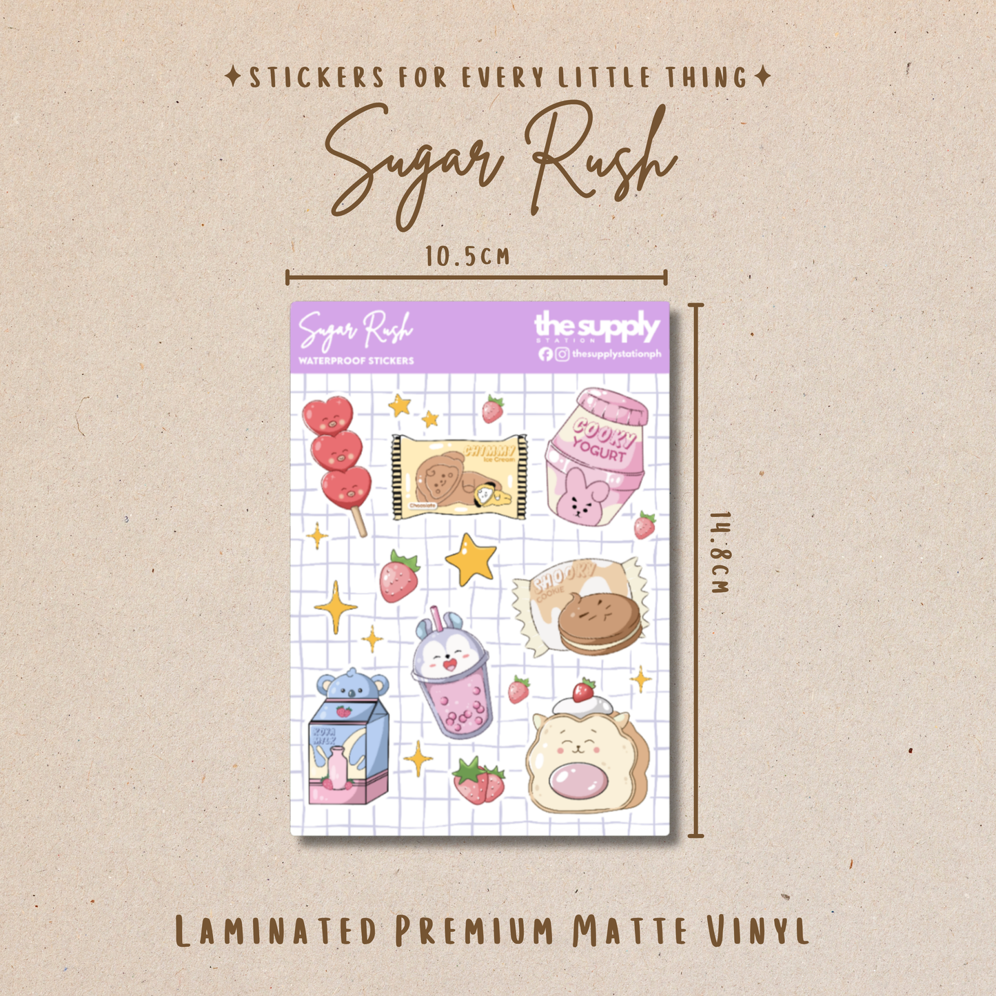 Sugar Rush Sticker Sheet - BT21 Desserts