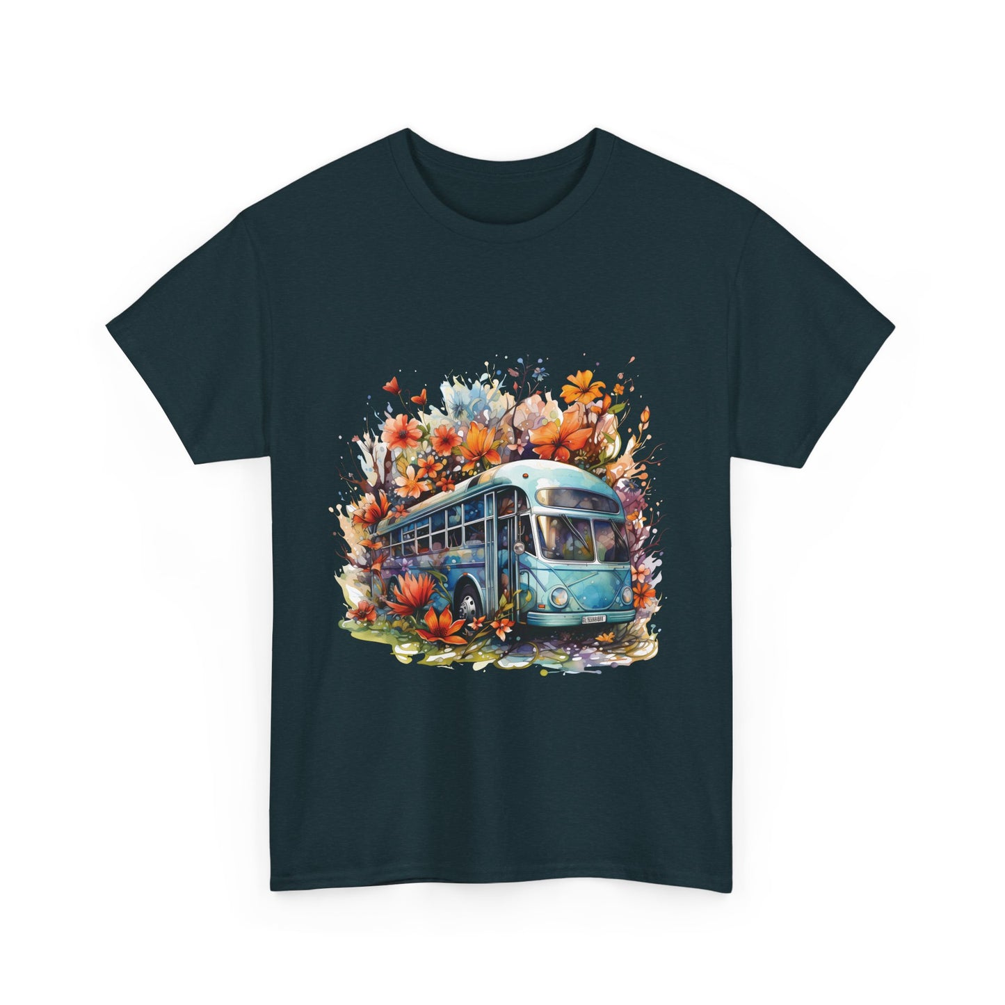 Spring Vibes Unisex Heavy Cotton Tee with Vintage Bus Design