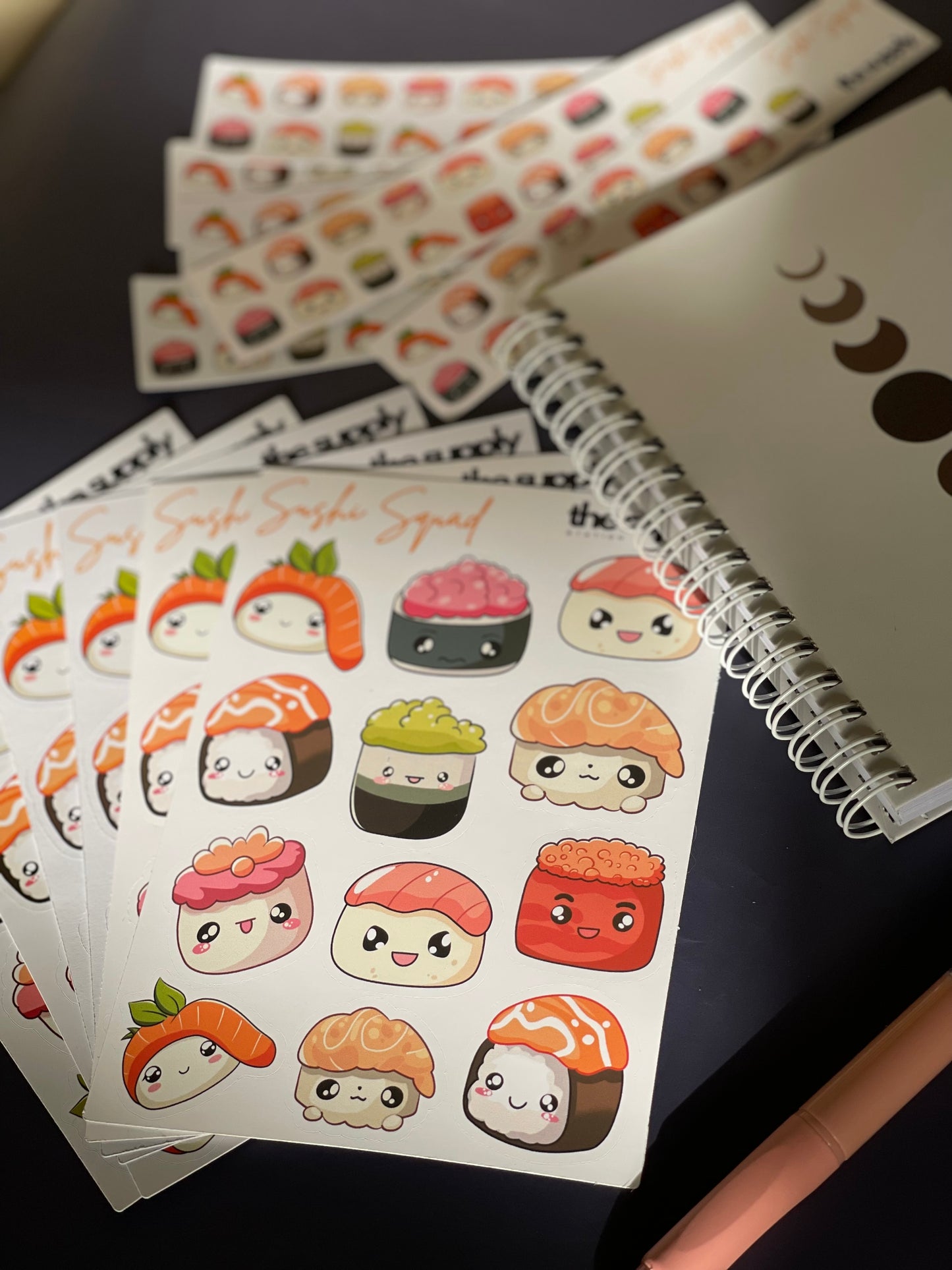 Sushi Squad Sticker Sheet – Kawaii Sushi Stickers for Planners, Journals & Crafts