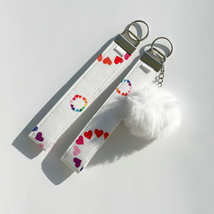 Rainbow Hearts Wristlet Key Fob