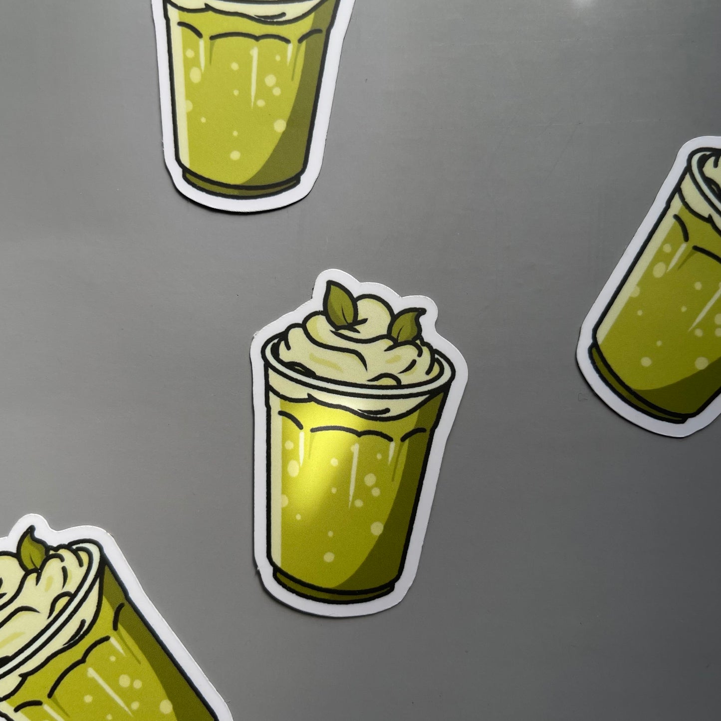 Matcha Mornings Die-Cut Waterproof Stickers