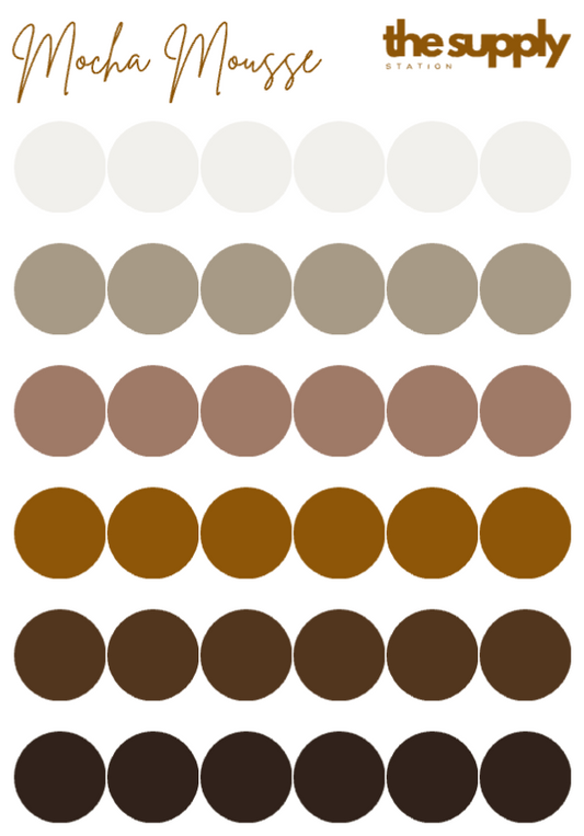 Mocha Mousse Round Sticker Sheets
