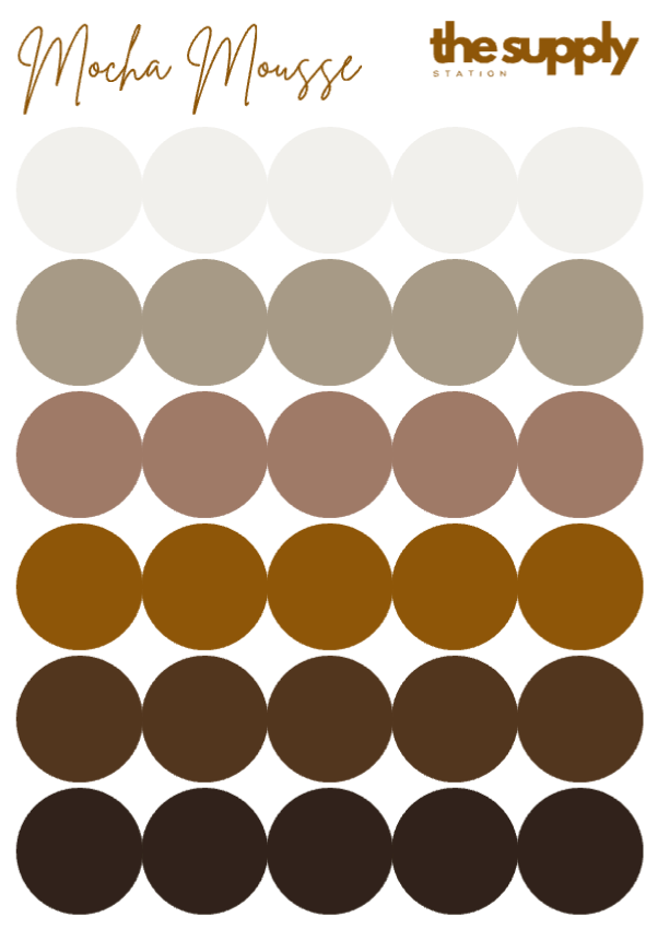Mocha Mousse Round Sticker Sheets