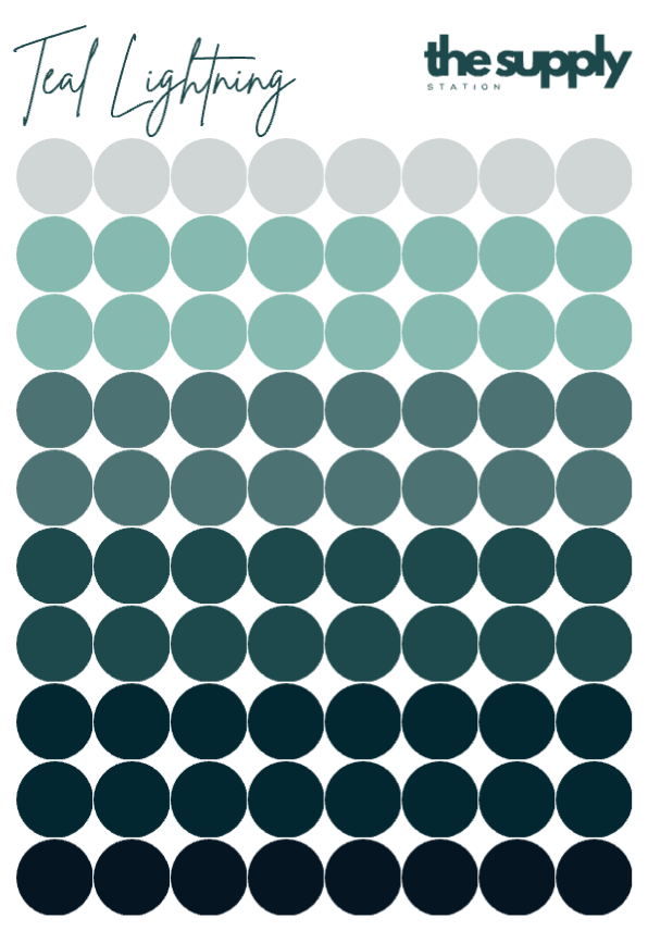 Teal Lightning Round Sticker Sheets