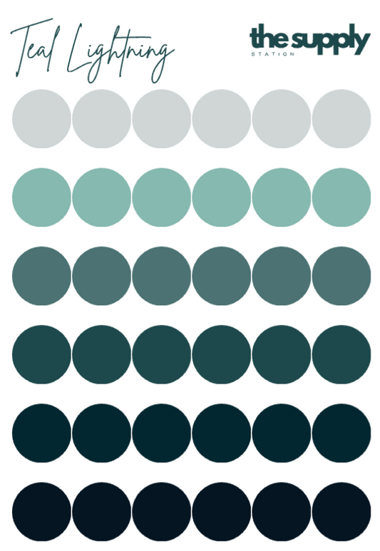 Teal Lightning Round Sticker Sheets