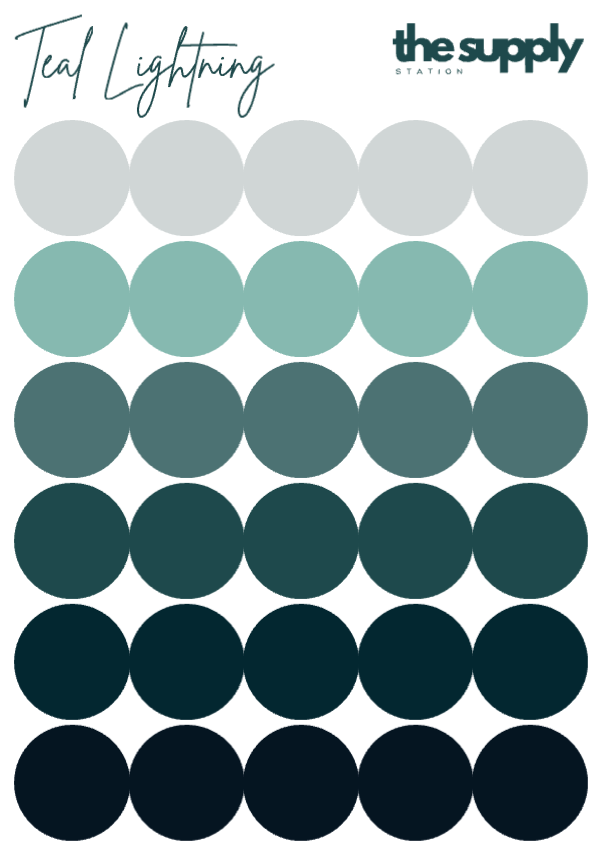 Teal Lightning Round Sticker Sheets