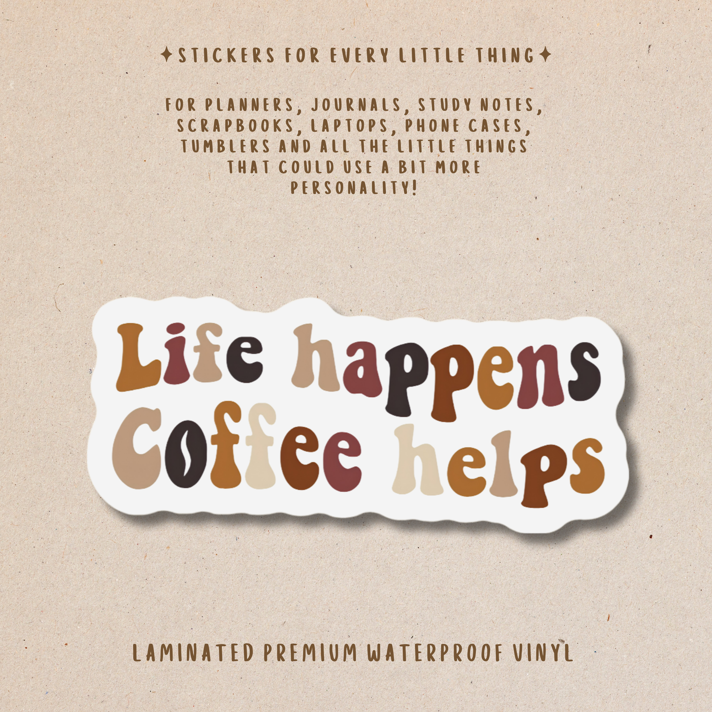 Coffee-Themed Die-Cut Stickers – For Coffee Lovers