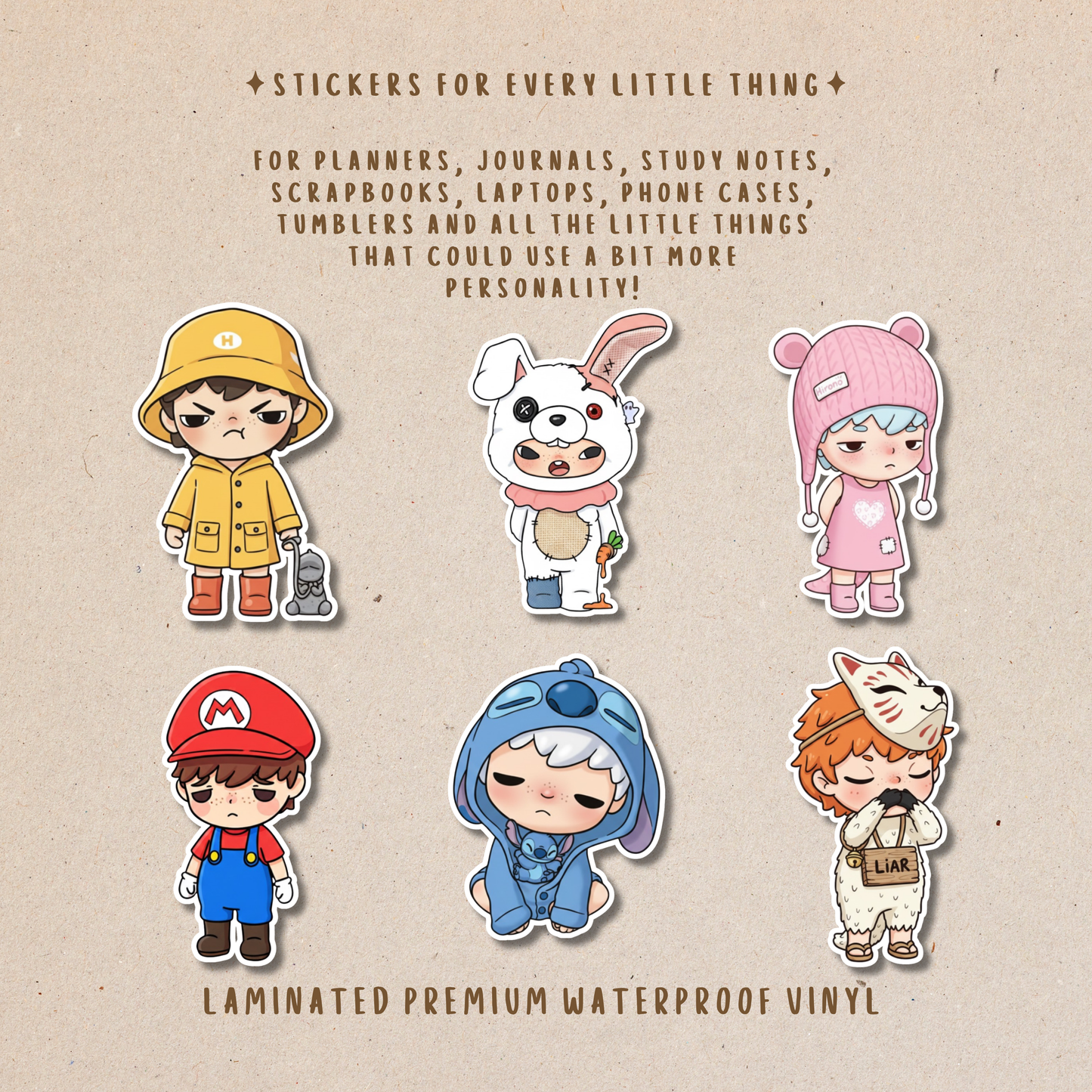 Hirono Mini Die-Cut Stickers – Cute Mini Character Stickers