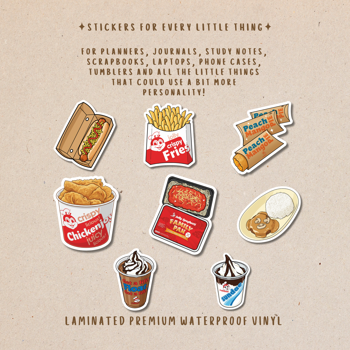 Fast Food Die-Cut Stickers – Foodie Favorites Collection