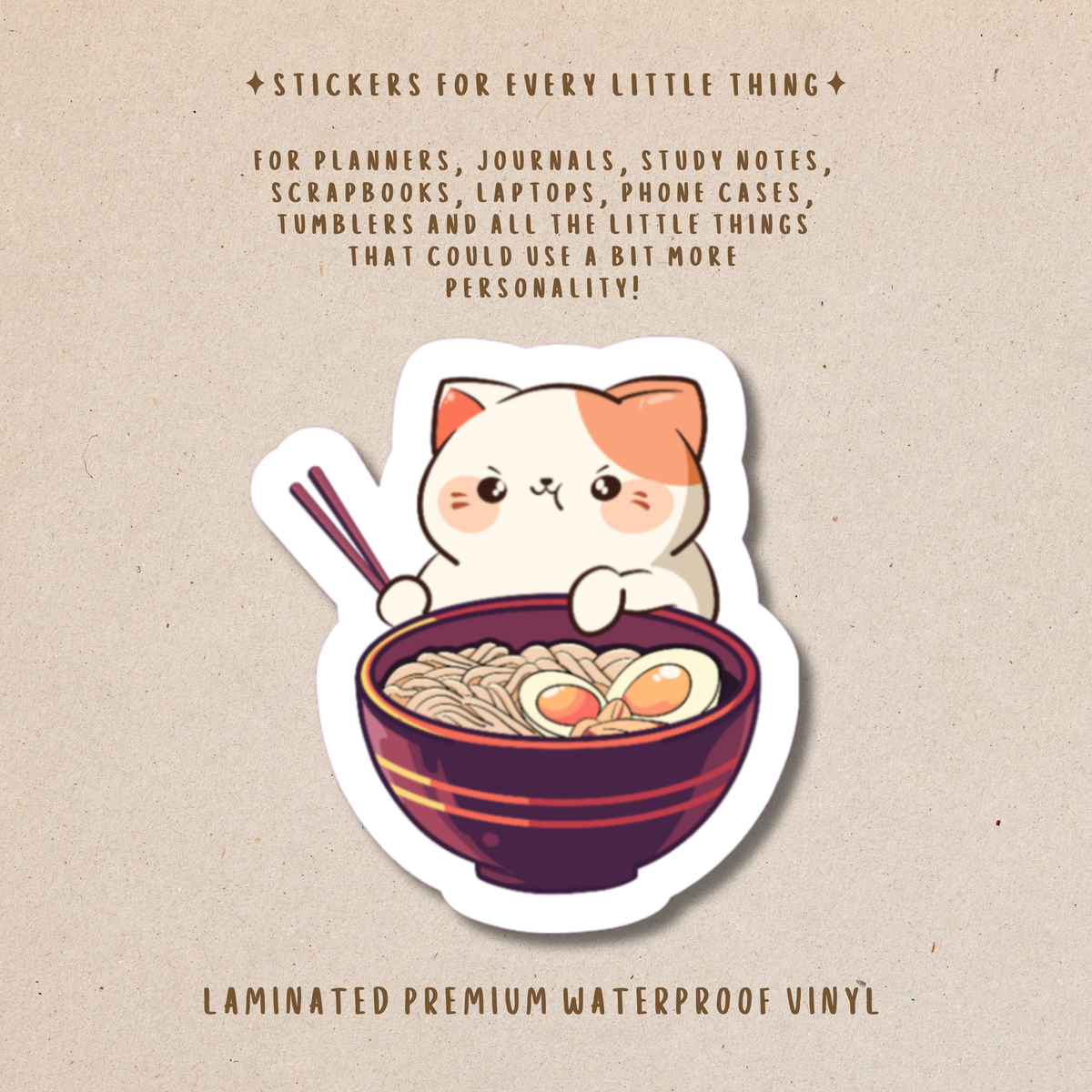 Japanese Food Cat Stickers – Cute Foodie Cat Collection