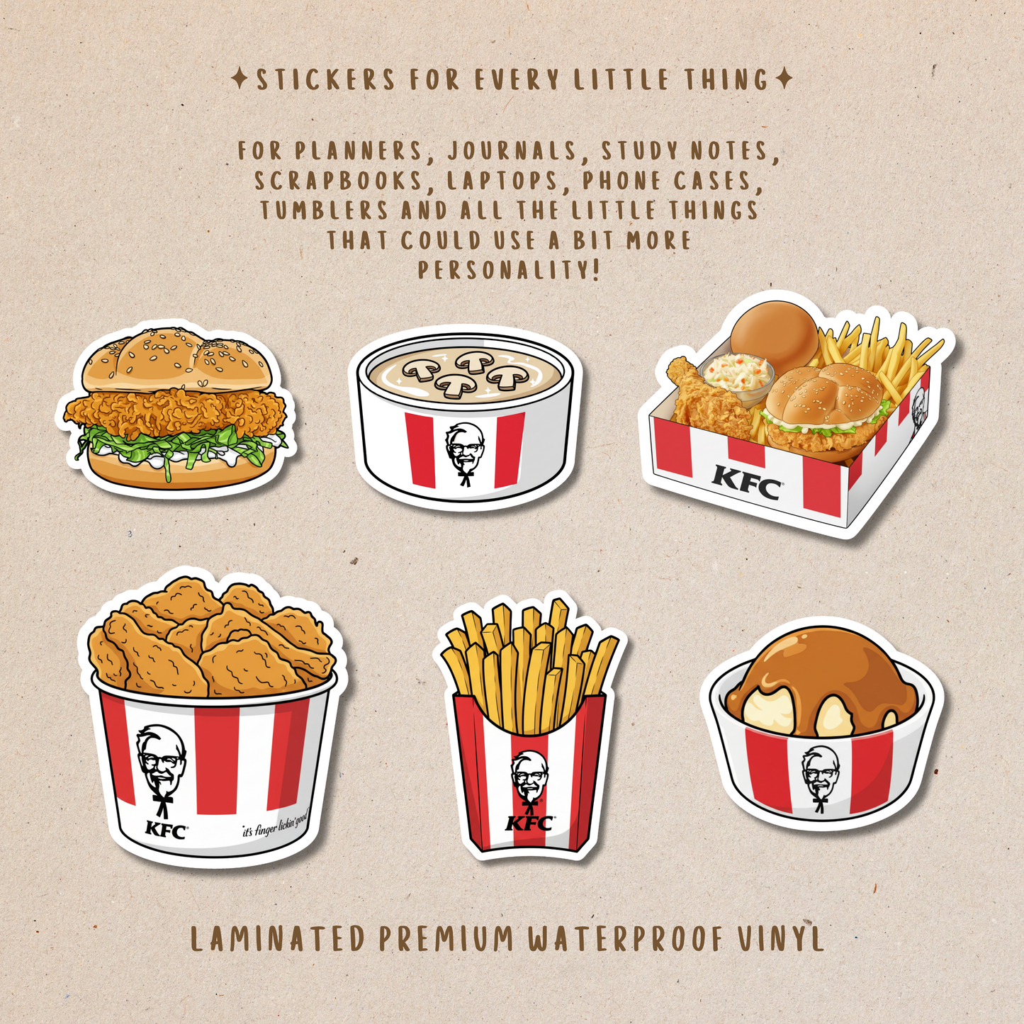 Fast Food Die-Cut Stickers – Foodie Favorites Collection