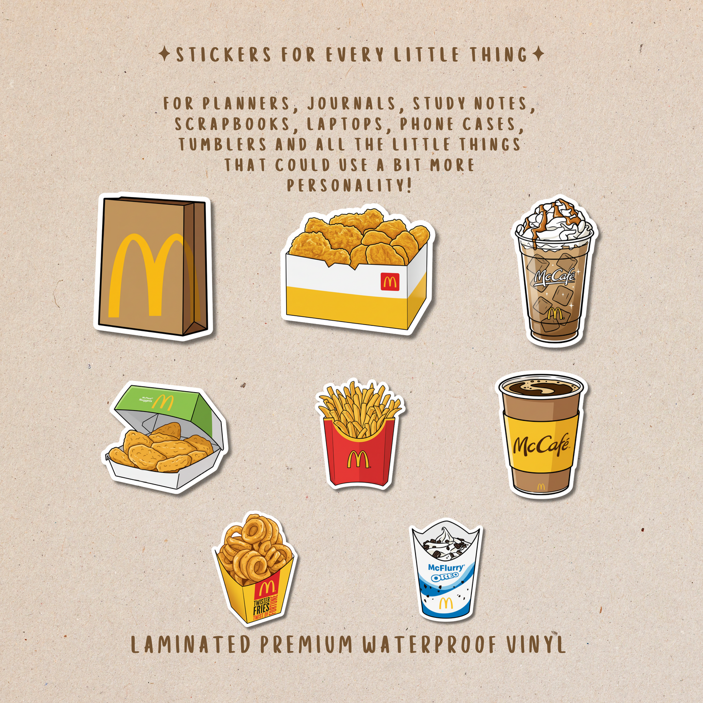 Fast Food Die-Cut Stickers – Foodie Favorites Collection