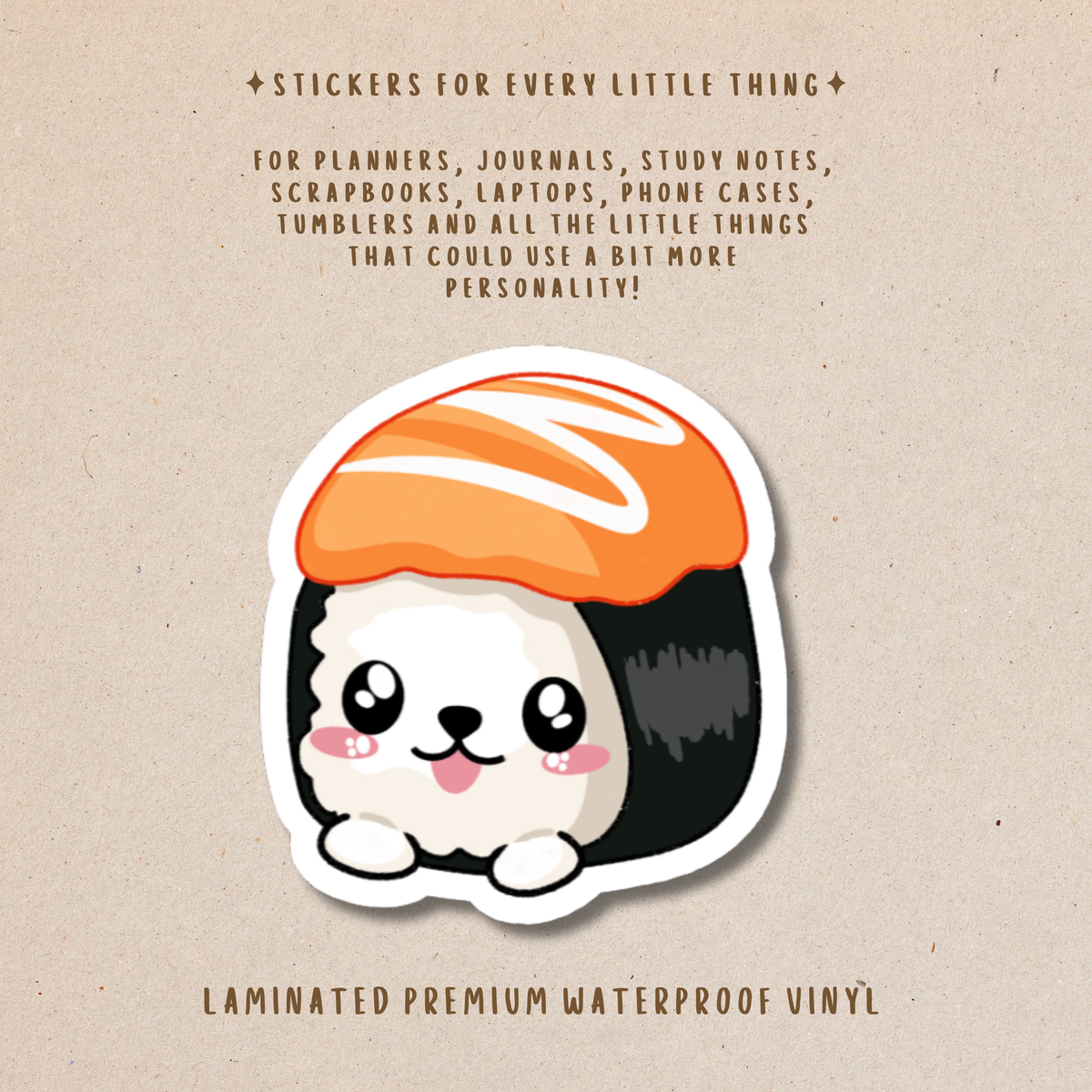 Cute Sushi Squad Die-Cut Stickers – Kawaii Food Collection