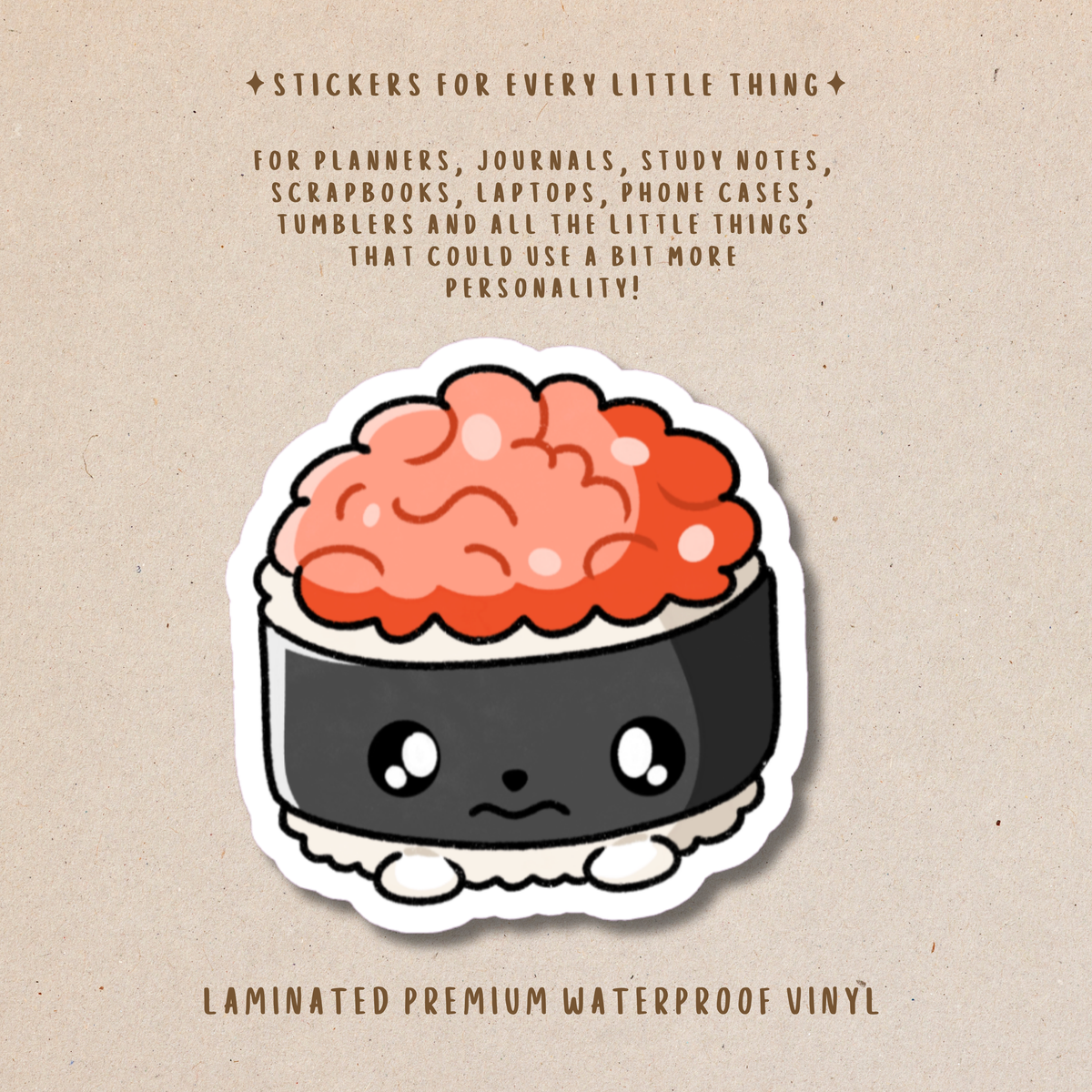 Cute Sushi Squad Die-Cut Stickers – Kawaii Food Collection