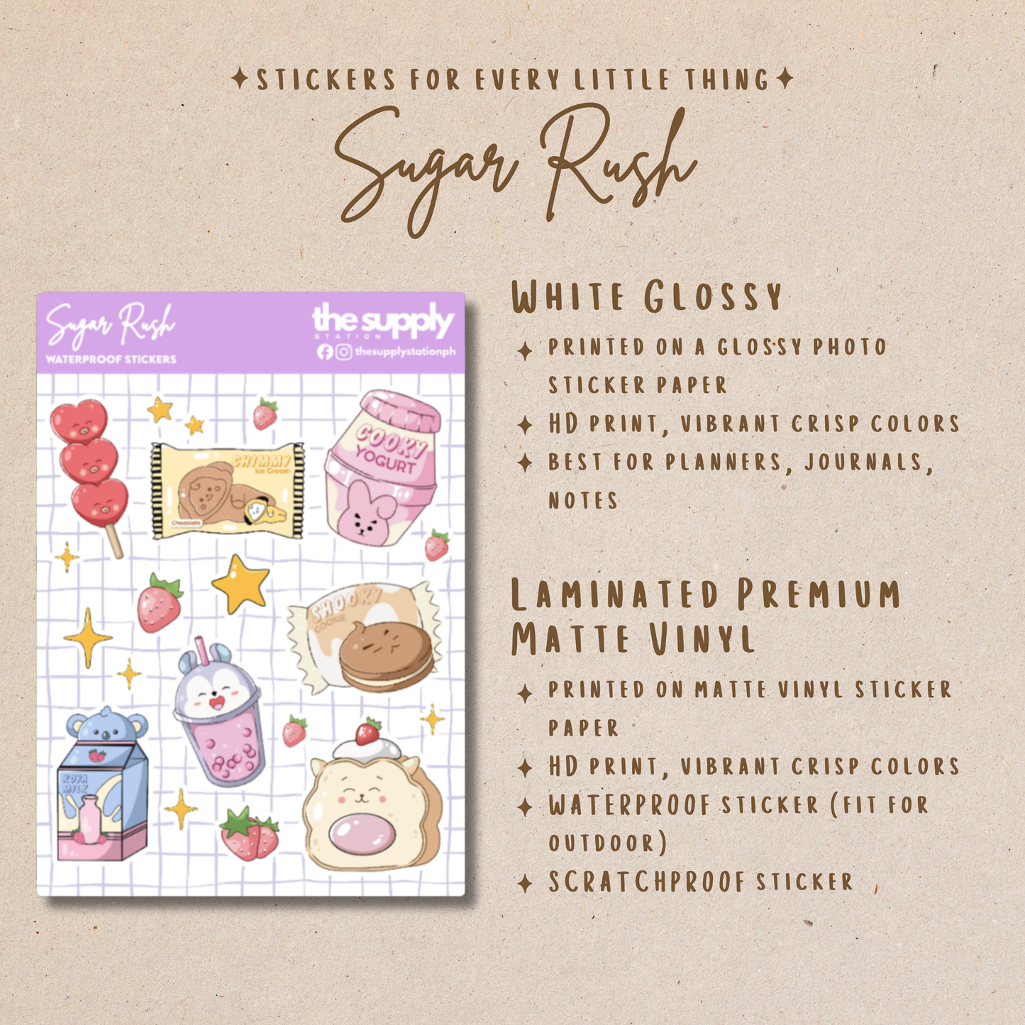 Sugar Rush Sticker Sheet - BT21 Desserts