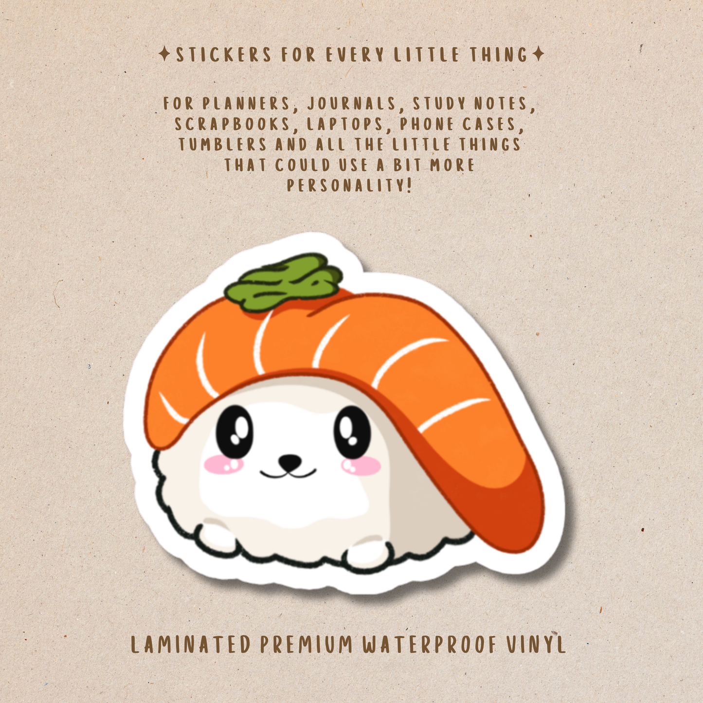 Cute Sushi Squad Die-Cut Stickers – Kawaii Food Collection