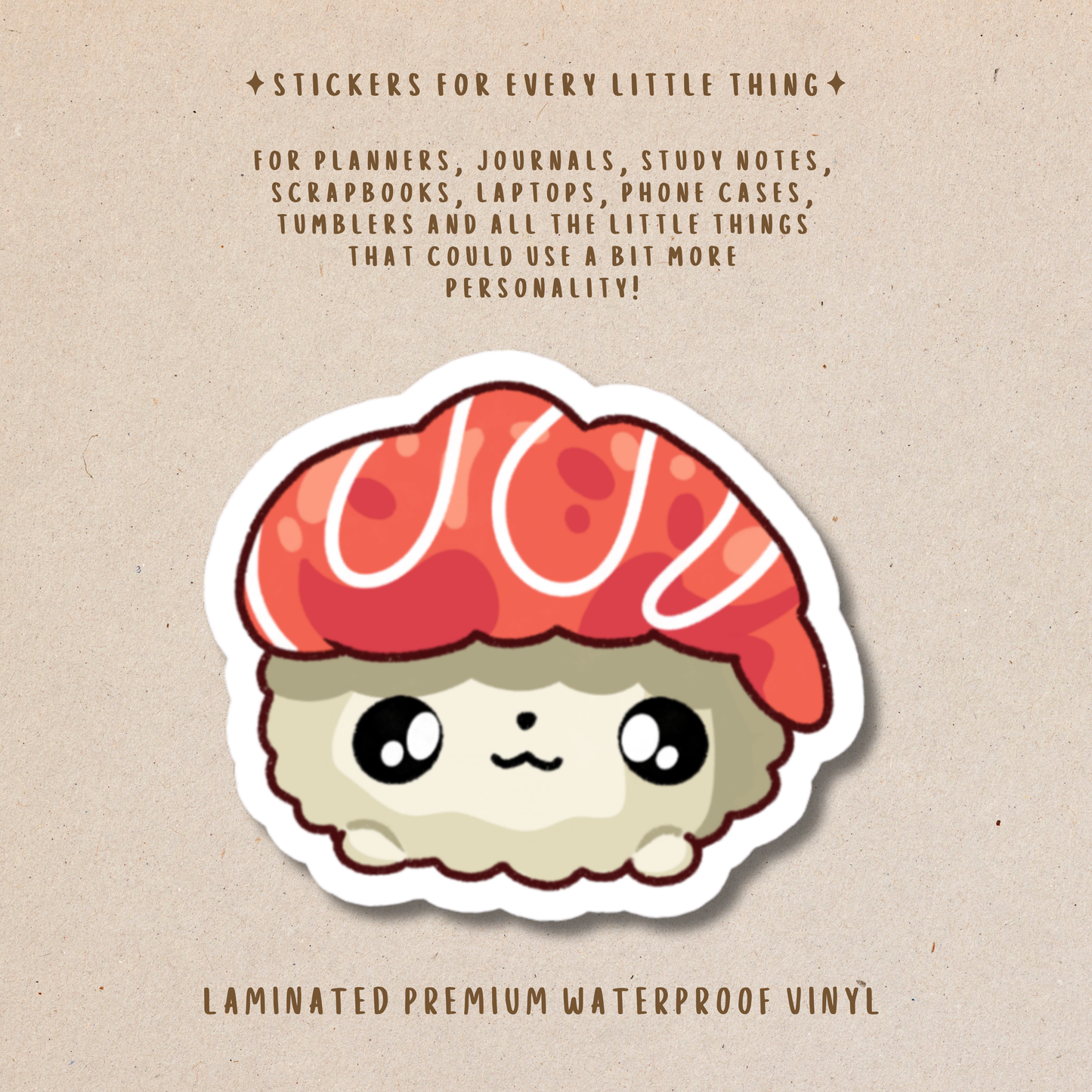 Cute Sushi Squad Die-Cut Stickers – Kawaii Food Collection