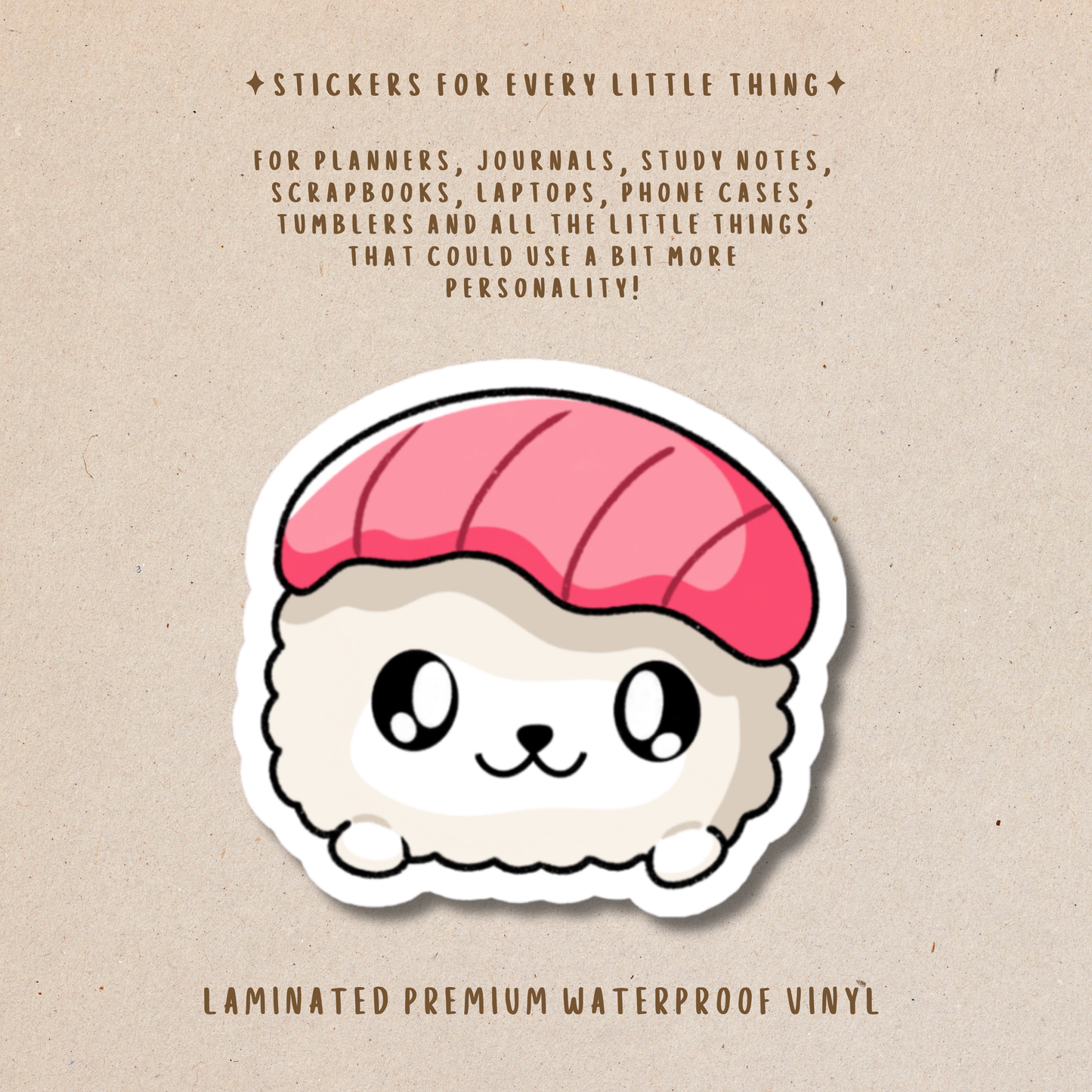 Cute Sushi Squad Die-Cut Stickers – Kawaii Food Collection