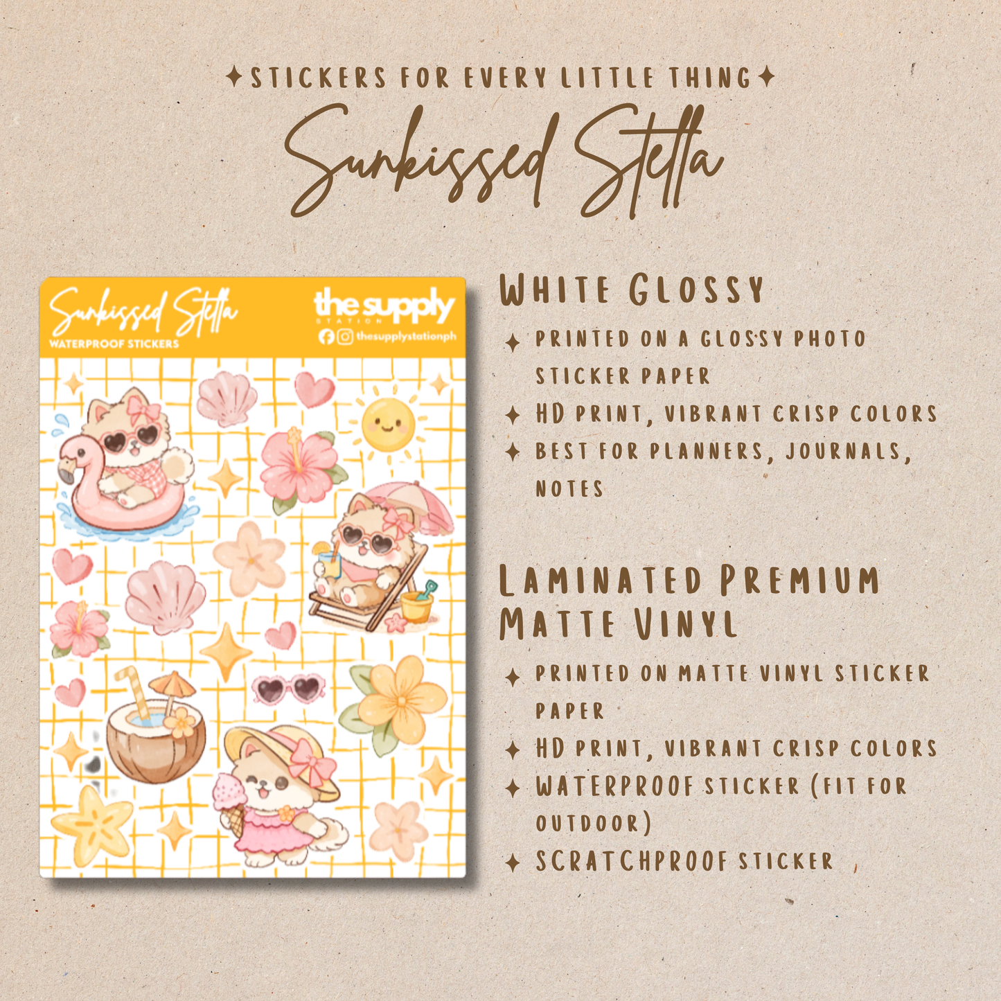 Sunkissed Stella Sticker Sheet | Journal Stickers