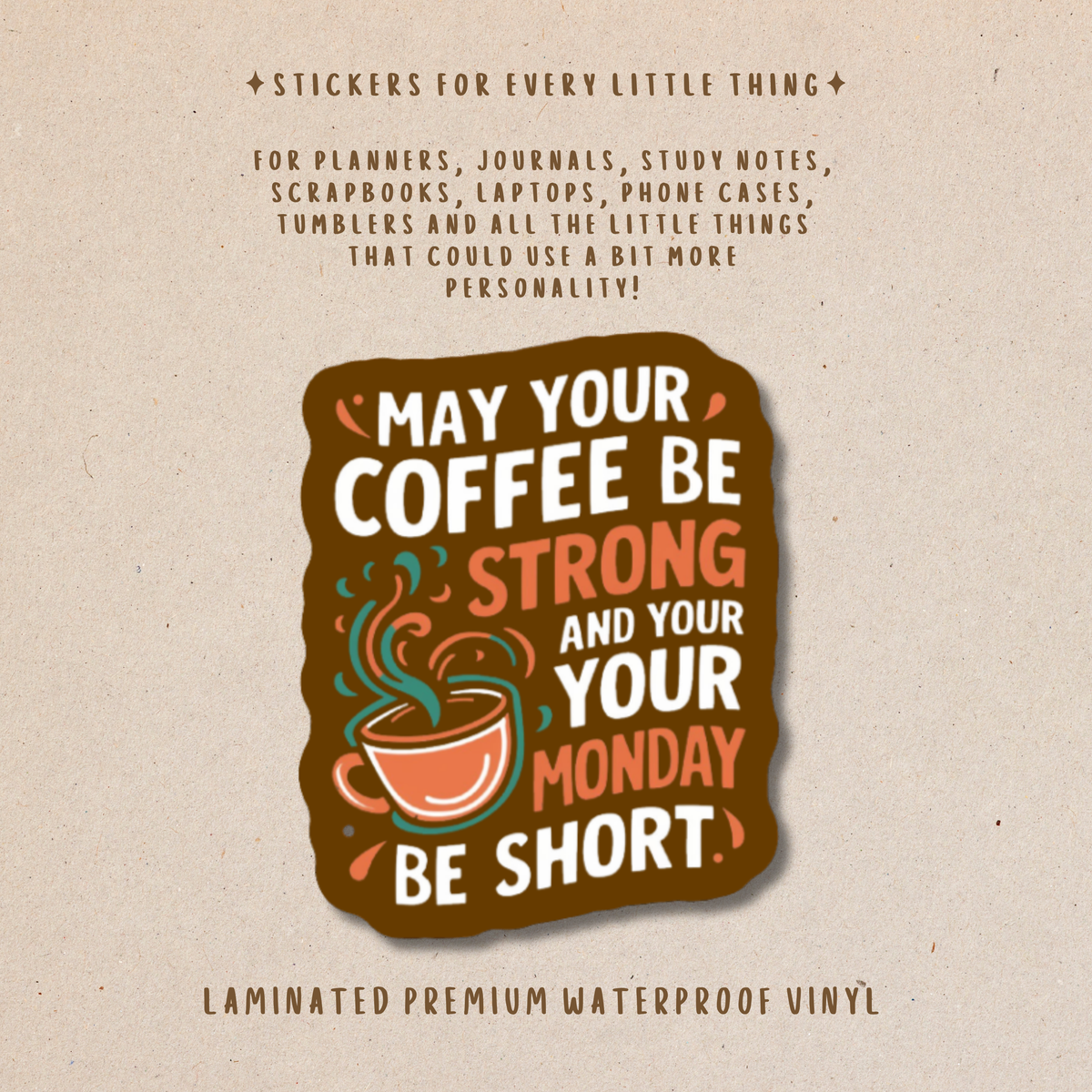 Coffee-Themed Die-Cut Stickers – For Coffee Lovers
