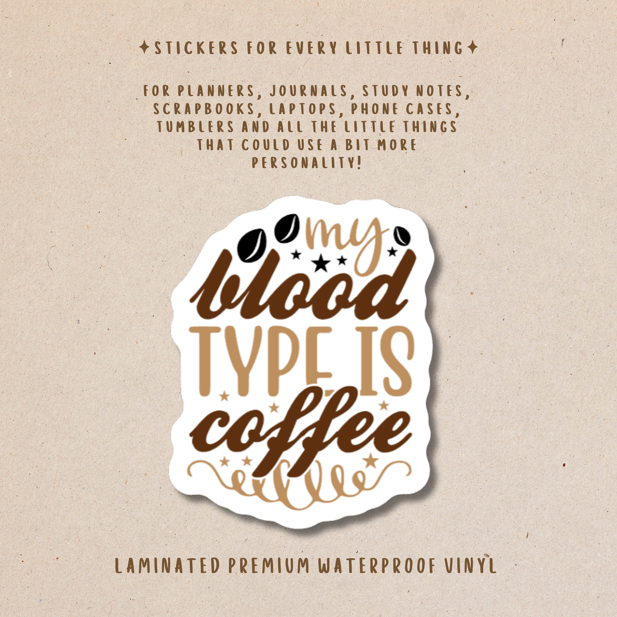 Coffee-Themed Die-Cut Stickers – For Coffee Lovers