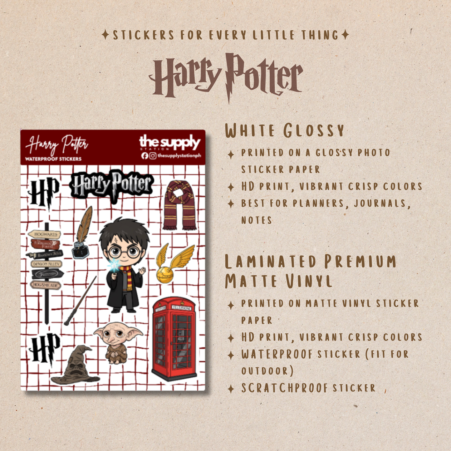 Harry Potter Sticker Sheet | Hogwarts Wizarding World Stickers