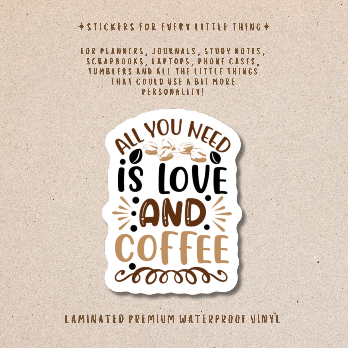 Coffee-Themed Die-Cut Stickers – For Coffee Lovers