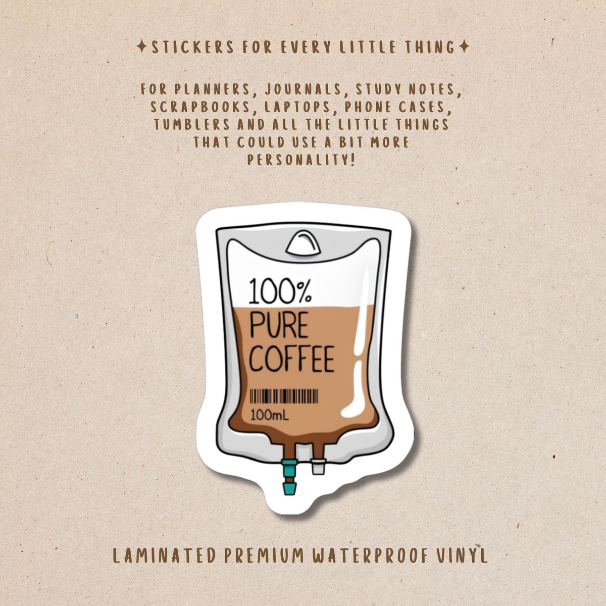 Coffee-Themed Die-Cut Stickers – For Coffee Lovers