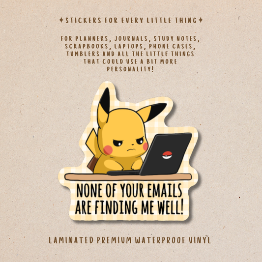 Work Rage Pokémon Waterproof Stickers | Laptop, Planner & Journal Stickers