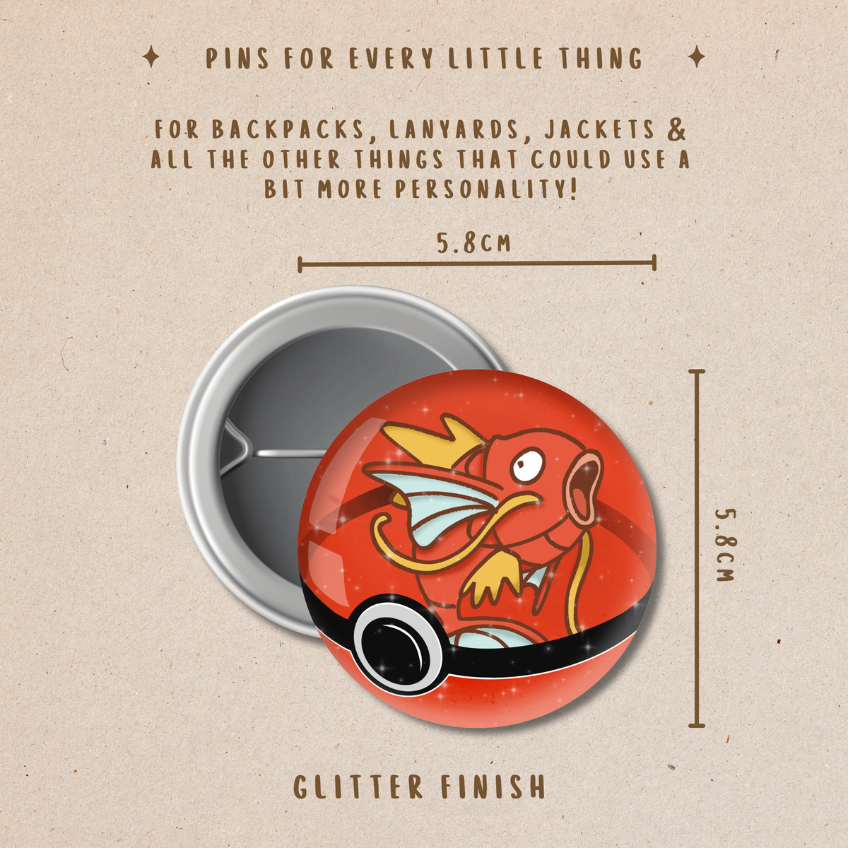 Pokémon Button Pin – Backpack, Jacket & Lanyard Accessory