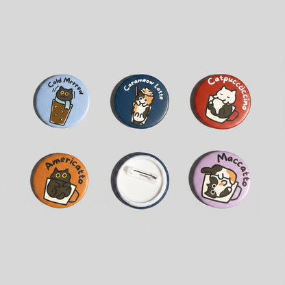 Coffee Cat Button Pins
