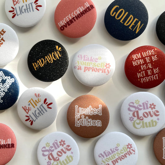 Glitter Button Pin – Sparkly, Fun, and Full of Personality