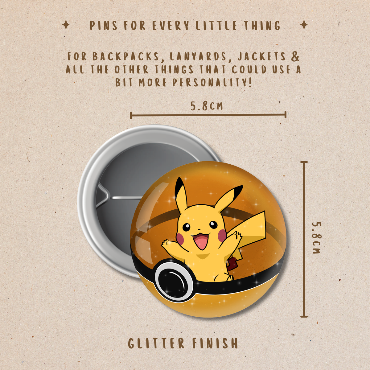 Pokémon Button Pin – Backpack, Jacket & Lanyard Accessory