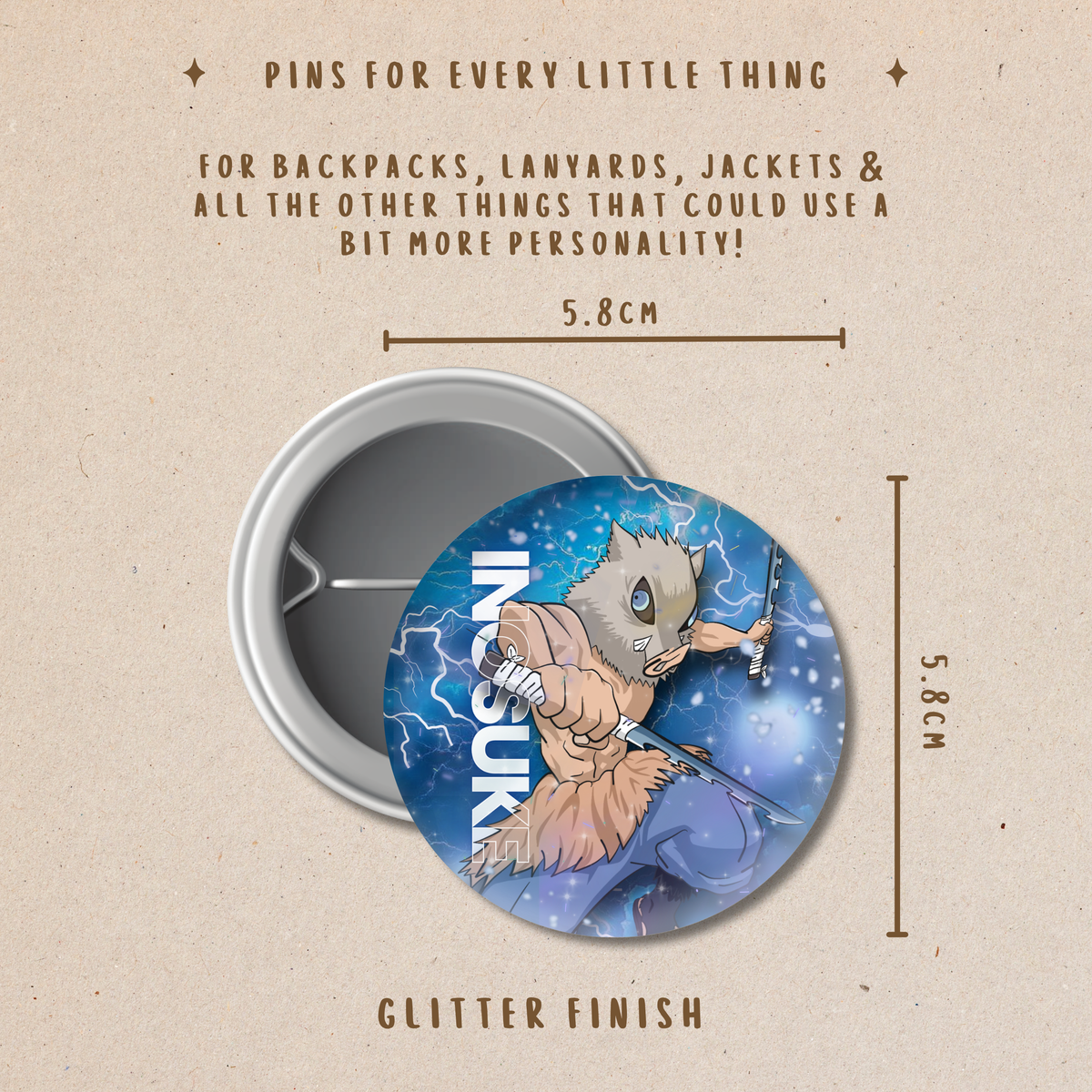 Demon Slayer Button Pins – Kimetsu no Yaiba Anime Character Badge