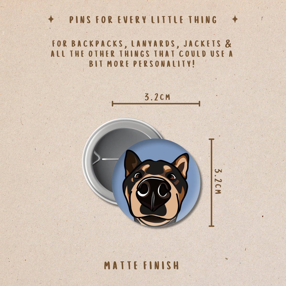 Funny Dog Button Pin