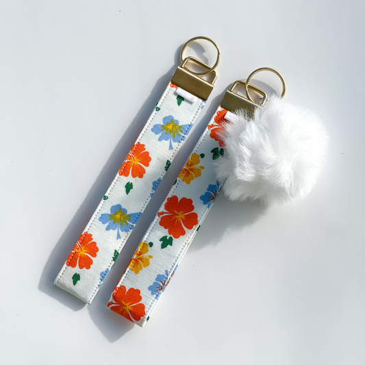 Tropical Bloom Wristlet Key Fob