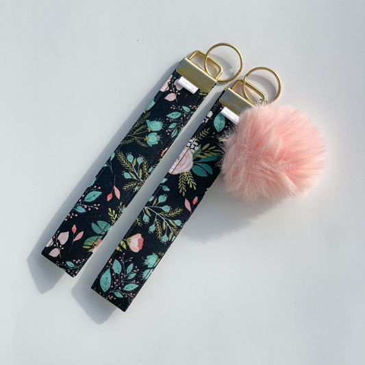 Midnight Blossom Wristlet Key Fob