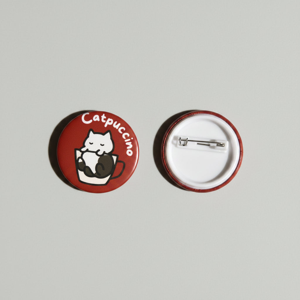Coffee Cat Button Pins