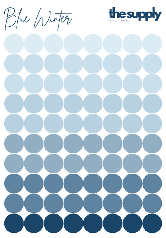 Blue Winter Round Sticker Sheets