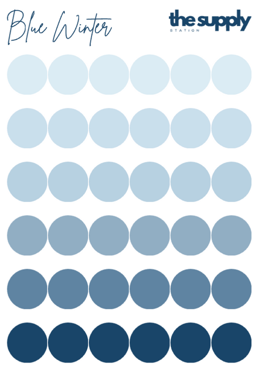 Blue Winter Round Sticker Sheets
