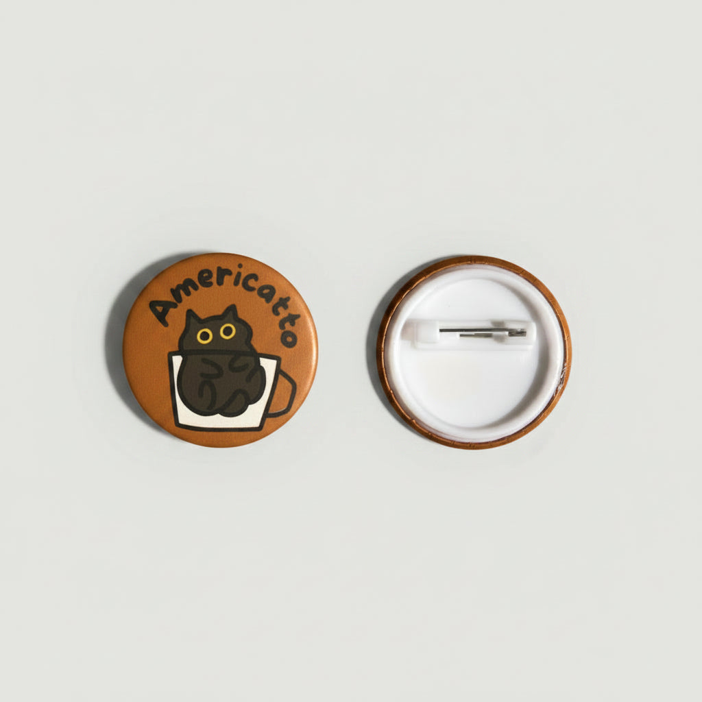 Coffee Cat Button Pins