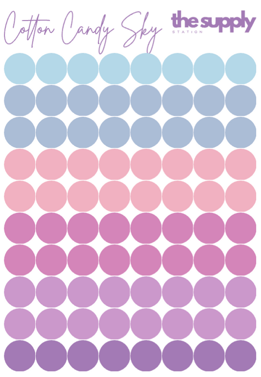 Cotton Candy Sky Round Sticker Sheets