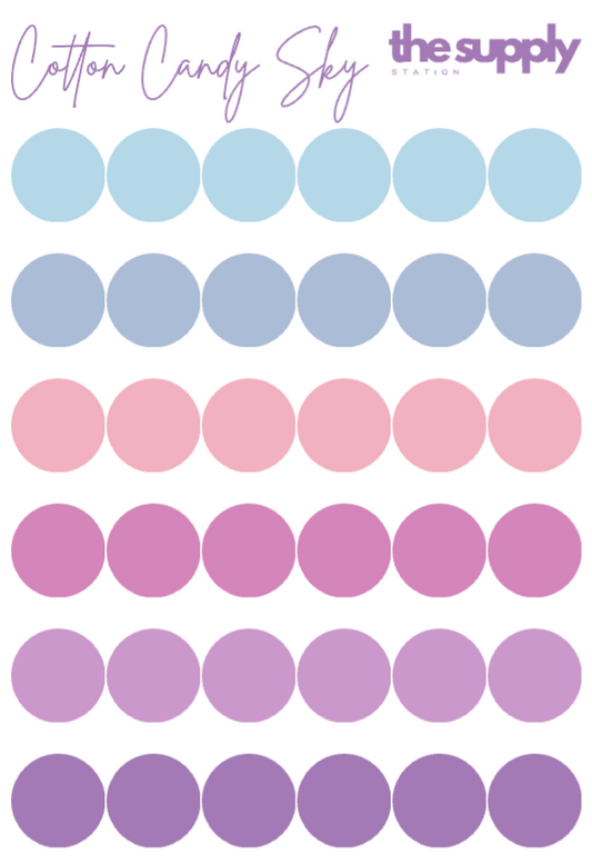 Cotton Candy Sky Round Sticker Sheets