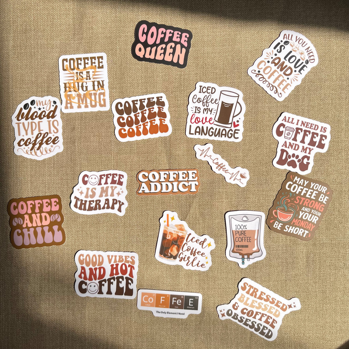 Coffee-Themed Die-Cut Stickers – For Coffee Lovers
