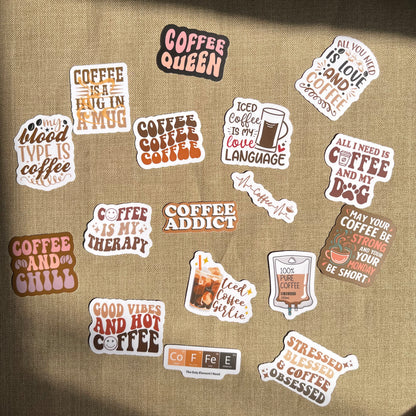 Coffee-Themed Die-Cut Stickers – For Coffee Lovers