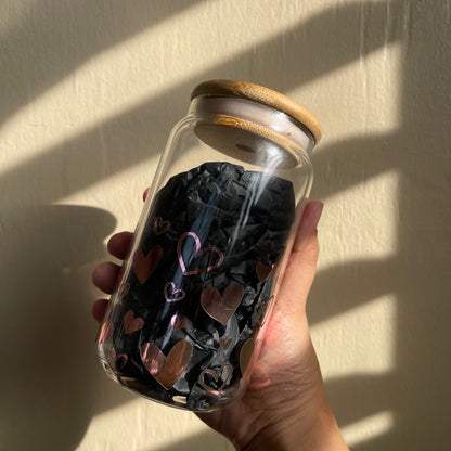 Heart Confetti Soda Glass Cup