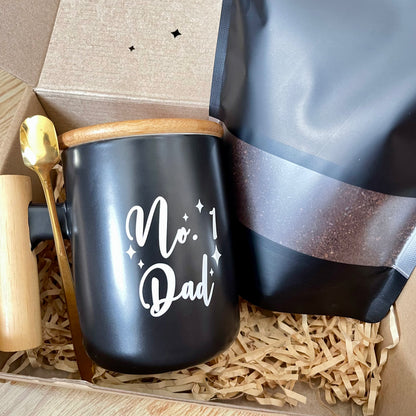 Personalized Father’s Day Coffee Gift Set – Custom Ceramic Mug + Premium Coffee Grounds | Gift for Coffee-Loving Dads