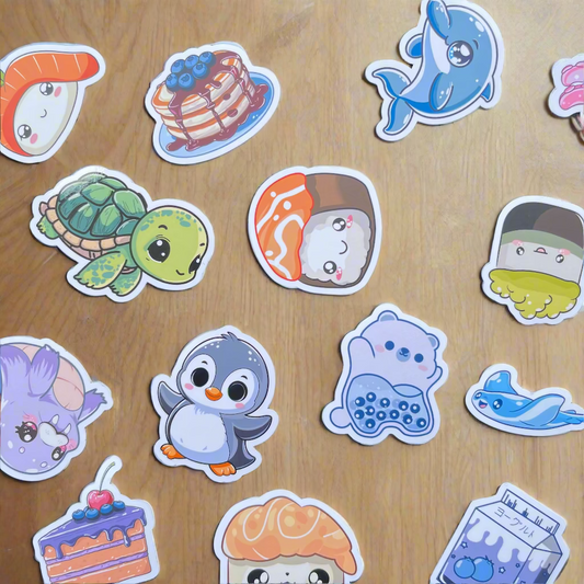 Sushi Squad Waterproof Die-Cut Stickers – Kawaii & Durable